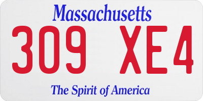 MA license plate 309XE4