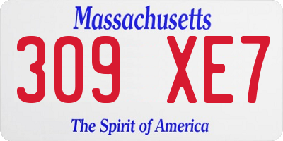 MA license plate 309XE7