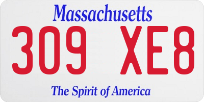 MA license plate 309XE8