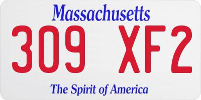 MA license plate 309XF2