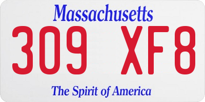 MA license plate 309XF8