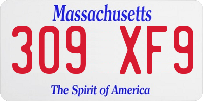 MA license plate 309XF9