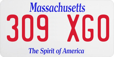 MA license plate 309XG0
