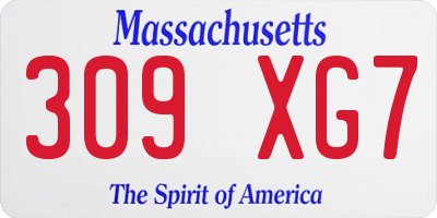 MA license plate 309XG7