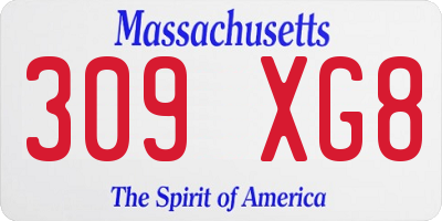 MA license plate 309XG8