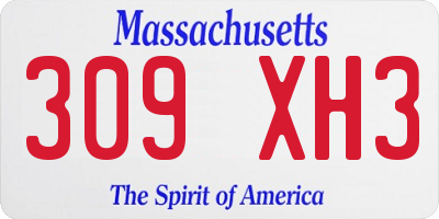 MA license plate 309XH3
