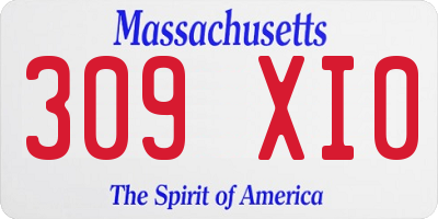 MA license plate 309XI0