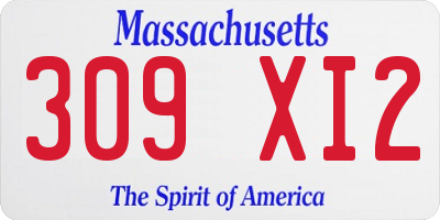 MA license plate 309XI2