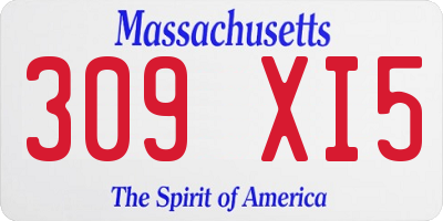 MA license plate 309XI5