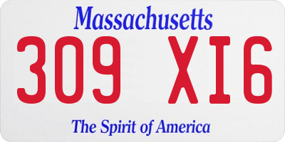 MA license plate 309XI6