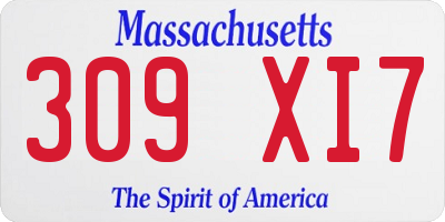 MA license plate 309XI7