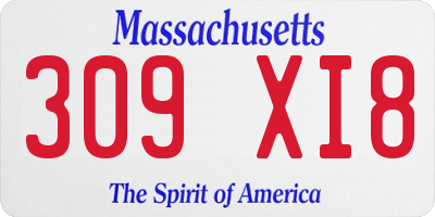 MA license plate 309XI8