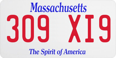 MA license plate 309XI9