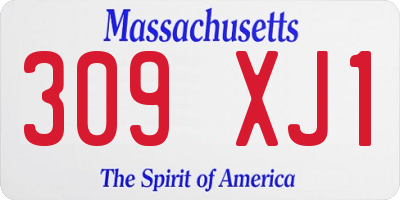 MA license plate 309XJ1