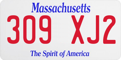 MA license plate 309XJ2