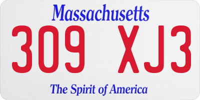 MA license plate 309XJ3