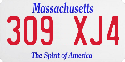 MA license plate 309XJ4