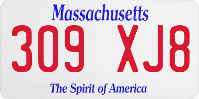 MA license plate 309XJ8