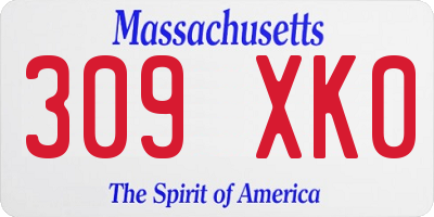 MA license plate 309XK0