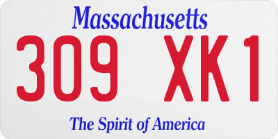 MA license plate 309XK1