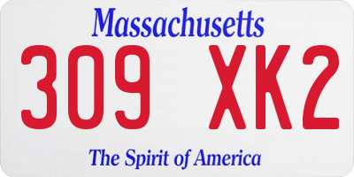 MA license plate 309XK2
