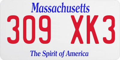 MA license plate 309XK3