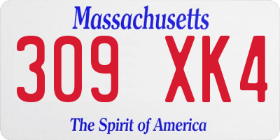 MA license plate 309XK4