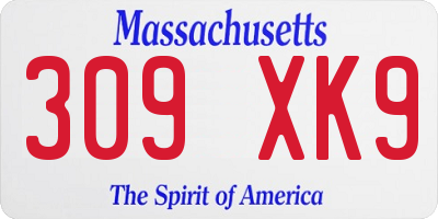 MA license plate 309XK9