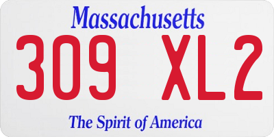 MA license plate 309XL2