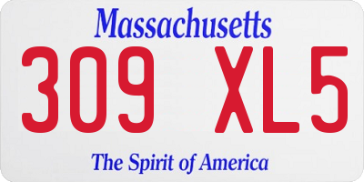 MA license plate 309XL5
