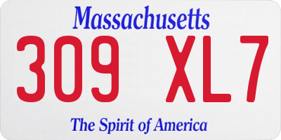 MA license plate 309XL7