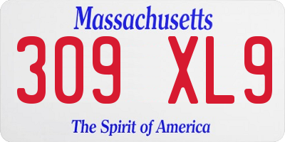 MA license plate 309XL9