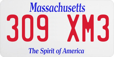 MA license plate 309XM3
