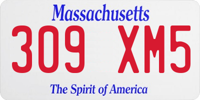 MA license plate 309XM5