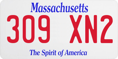 MA license plate 309XN2