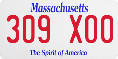 MA license plate 309XO0