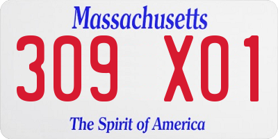 MA license plate 309XO1