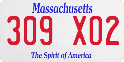 MA license plate 309XO2