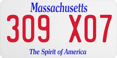 MA license plate 309XO7