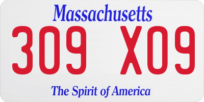 MA license plate 309XO9