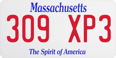 MA license plate 309XP3