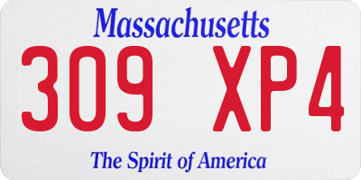 MA license plate 309XP4