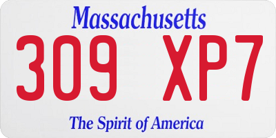 MA license plate 309XP7