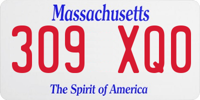 MA license plate 309XQ0