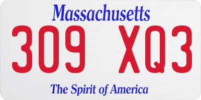 MA license plate 309XQ3