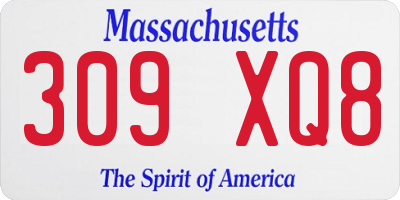 MA license plate 309XQ8