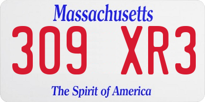 MA license plate 309XR3