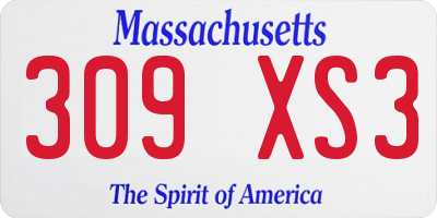 MA license plate 309XS3