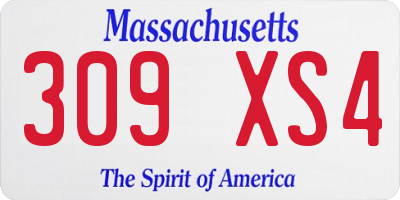 MA license plate 309XS4