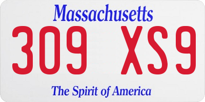 MA license plate 309XS9
